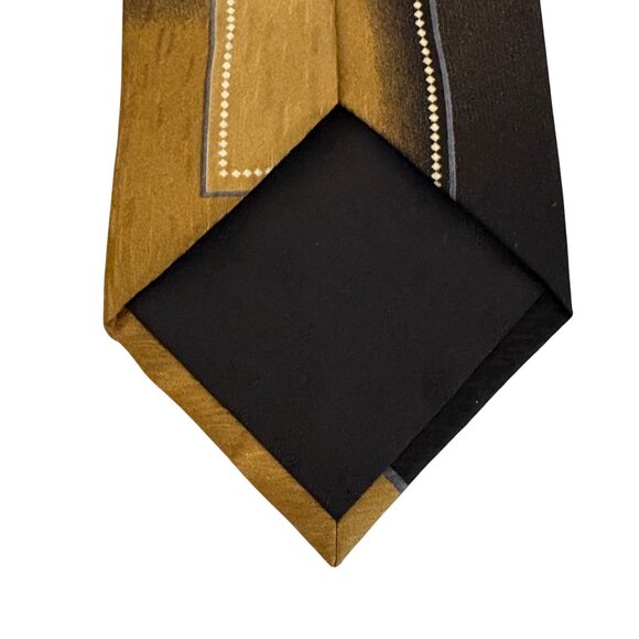 Irvine Park Gold Brown Black Silk Tie Handmade Mens Necktie Office Formal Gift - Picture 4 of 9